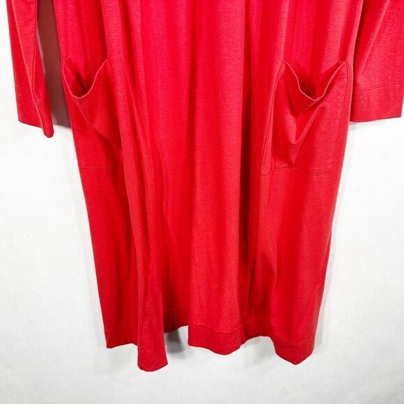 Isaac Mizrahi XS Cardigan Sweater Long Red Open Front‎ Long Sleeve Cotton 1142 - Picture 7 of 9